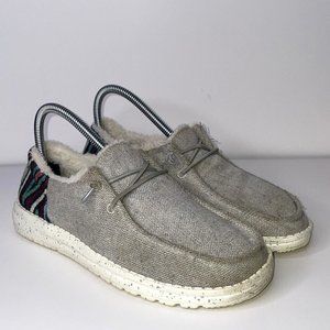 Hey Dude Wendy Funky Wool Grey Slip On Comfort Shoes Women's Size 7